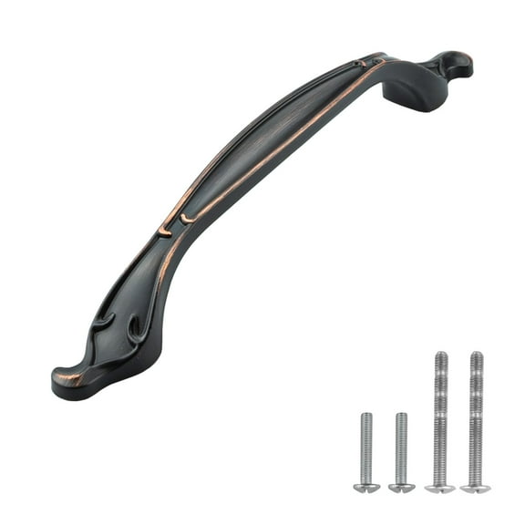 Modket MH1614 Traditional Classic Kitchen Cabinet Pull Handle — 7" Overall Length, 5" (128mm) Hole Centers, Oil Rubbed Bronze — 5 Packs