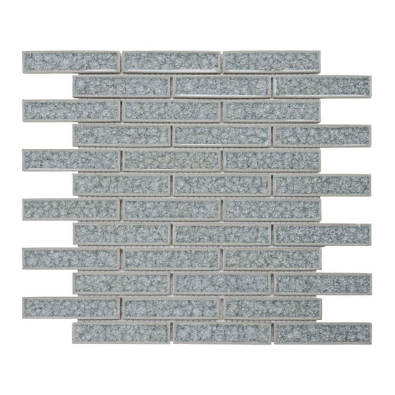 Modket TDH243CG Gray Crackle Glass Brick Joint Modern Mosaic Tile Kitchen Bathroom Backsplash