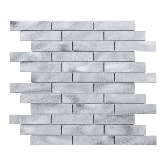 Modket TDH255AL Aluminum Metallic Metal 1/3 offset Linear Interlocking Mosaic Tile Backsplash