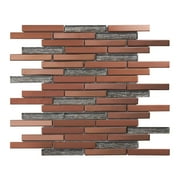 Modket TDH335RG Brown Rose Gold Copper Color Metallic Metal linear Glass Mosaic Tile Backsplash