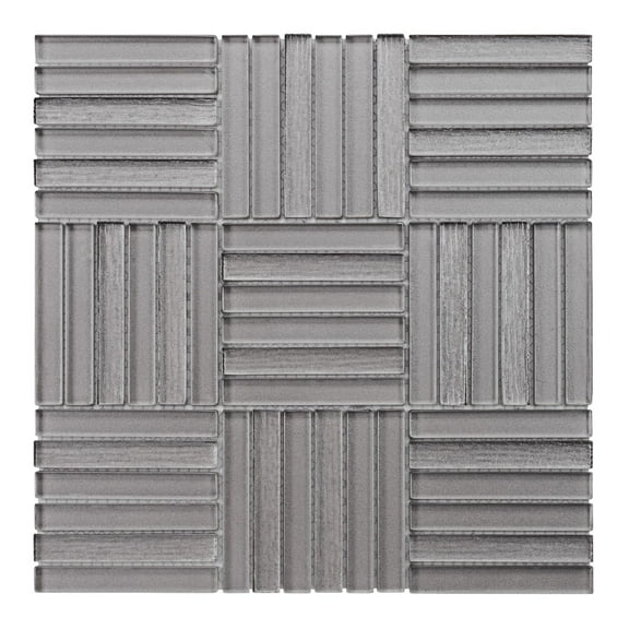 Modket TDH373MG Taupe Gray Cold Spray Crystal Glass Parquet Mosaic Tile Kitchen Wall Backsplash