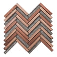 thumbnail image 1 of Modket TDH393RG Brown Rose Gold Metal Metallic Glass Blended Herringbone Mosaic Tile Backsplash, 1 of 5