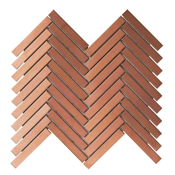 Modket TDH396RG Rose Cold Copper Color Metallic Metal Herringbone Mosaic Tile Kitchen Backsplash