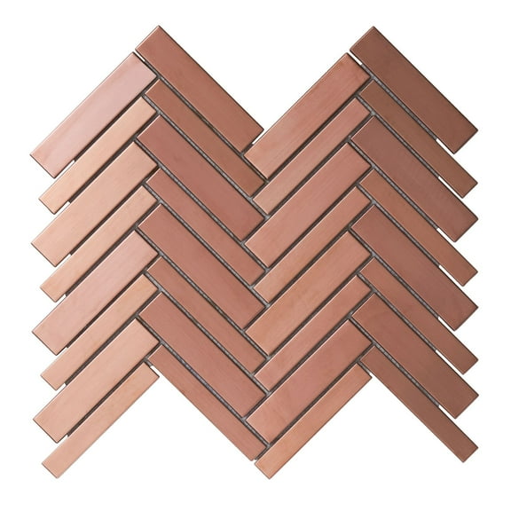 Modket TDH412RG Rose Gold Copper Color Metallic Metal Herringbone Mosaic Tile Kitchen Backsplash