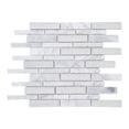 thumbnail image 1 of Modket TDH469NS White Calacatta Marble Stone Crackle Glass Linear Mosaic Tile Kitchen Backsplash, 1 of 5