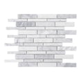 thumbnail image 1 of Modket TDH476NS White Calacatta Marble Stone Textured Blended Linear Mosaic Tile Wall Backsplash, 1 of 5