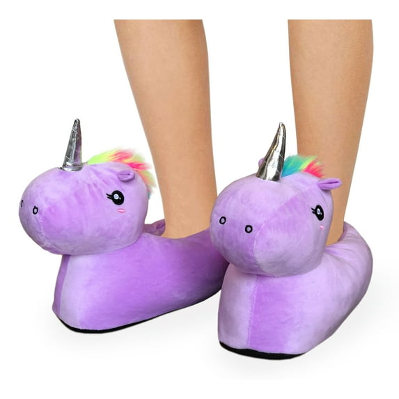 Modlines Women's/Big Girl's Unicorn Llama House Slippers Shoes, Purple(Unicorn), Large (7.5-9)