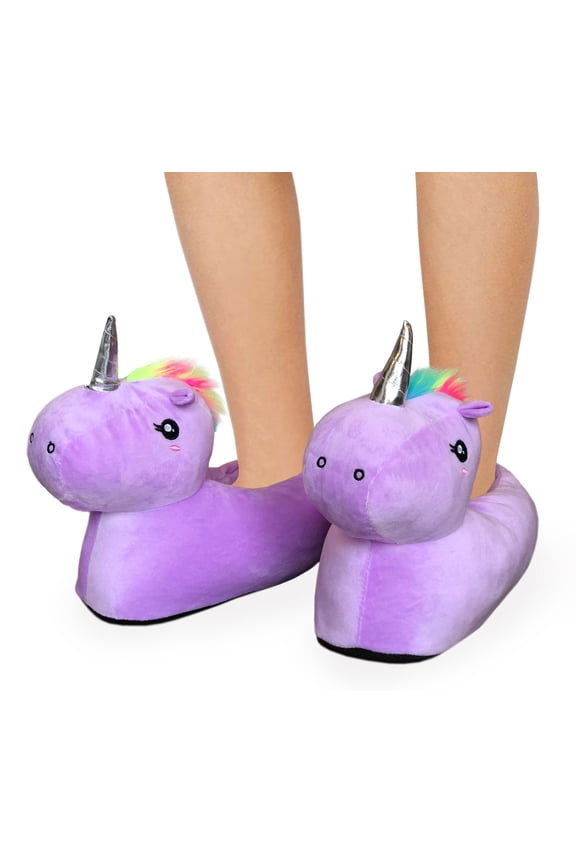 Women's/Big Girl's Unicorn Llama House Slippers Shoes, Purple(Unicorn), Small (4-5)