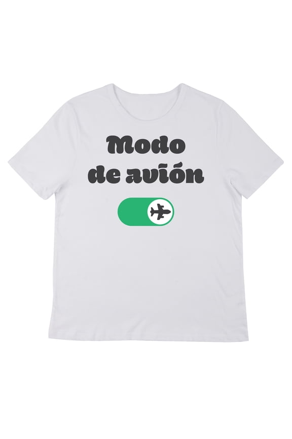Modo De Avion Airplane Mode Women's White Short Sleeve Crew Neck Tee-XXL