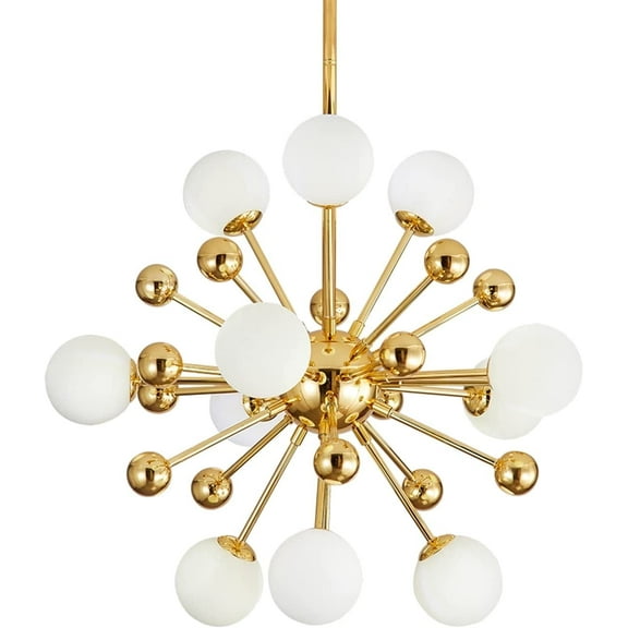 KCO Lighting Modern Frosted Glass Sputnik Chandelier, Mid Century Modern Gold Pendant Light