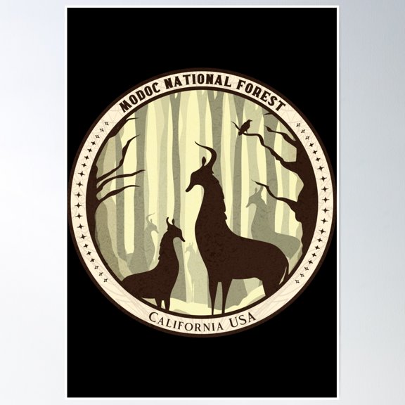 Modoc National Forest Mystical Deer Poster Wall Art, Modern Wall Decor, 8x12 UNFRAMED