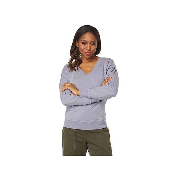 Mododoc Sweatshirt Women's Large Slate Gray Long Sleeve V-Neck Pullover JDM1055