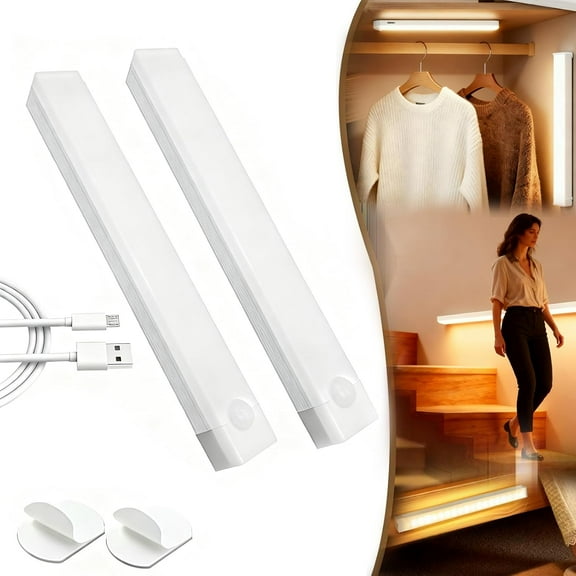 Modolight - Modolight for Closets,Modolight Intelligent Motion Sensor Light Indoor 3m Range Instant On, Under Cabinet Lighting, Punch-Free Smart Sensor Magnetic Rechargeable LED Lights (2Pcs,12in)