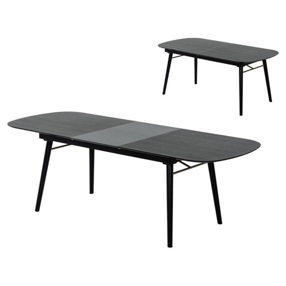 Modrest Addax 71" Modern Solid Wood Extendable Dining Table in Black