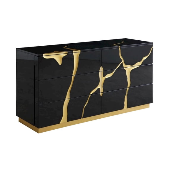 Modrest Aspen - Modern Black and Gold Dresser