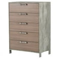 thumbnail image 1 of Modrest Boston 5-Drawer Modern Stainless Steel & Faux Concrete Chest - Oak Brown, 1 of 5