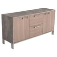 thumbnail image 1 of Modrest Boston Stainless Steel & Faux Concrete Office File Cabinet in Brown Oak, 1 of 5