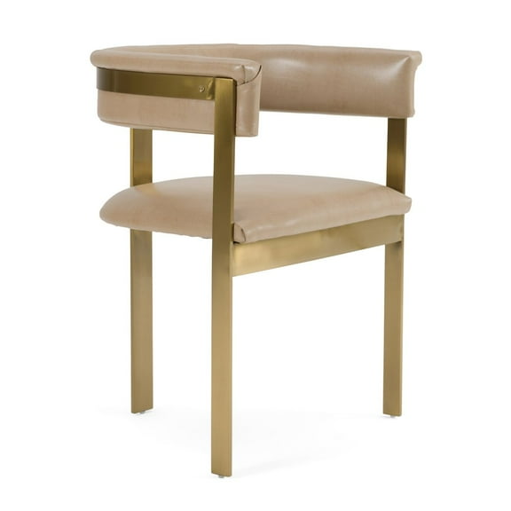 Modrest Boswell - Modern Brown Faux Leather + Gold Dining Chair