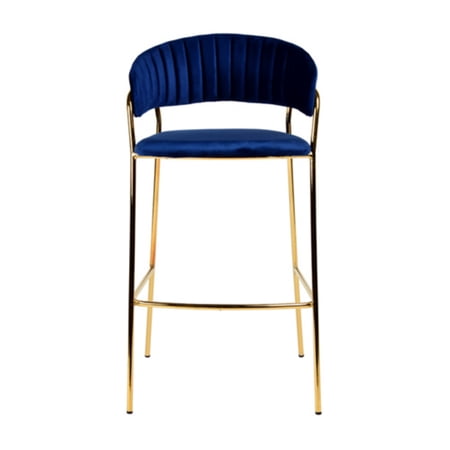 Modrest Brandy 30" Modern Metal & Polyester Bar Stool in Blue (Set of 2)