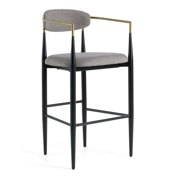 Modrest Buchtel - Mid-Century Modern Medium Grey + Gold Arm + Black Bar Chair