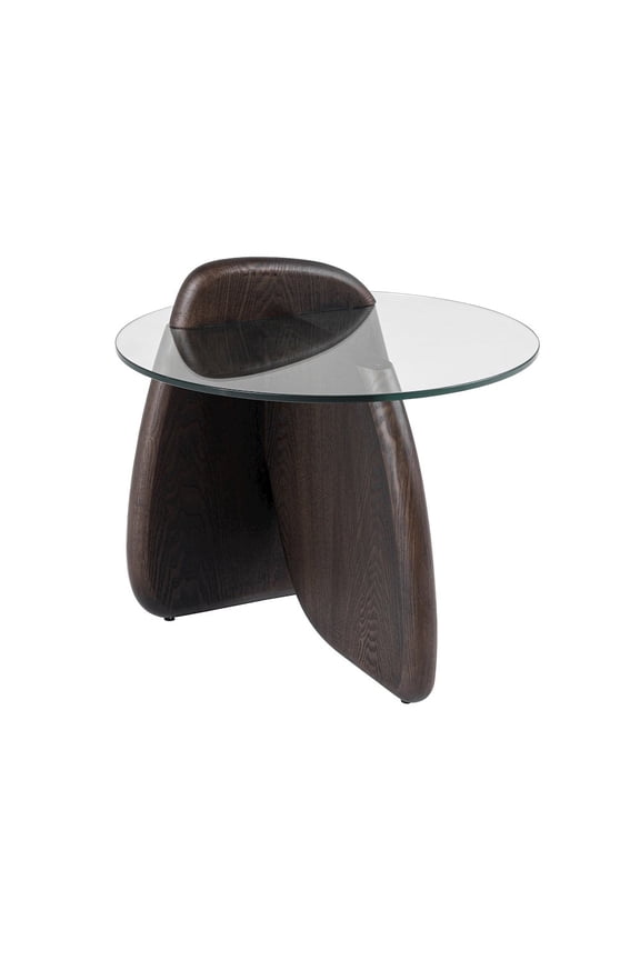 Buxton - Mid-Century Modern Glass + Dark Walnut End Table