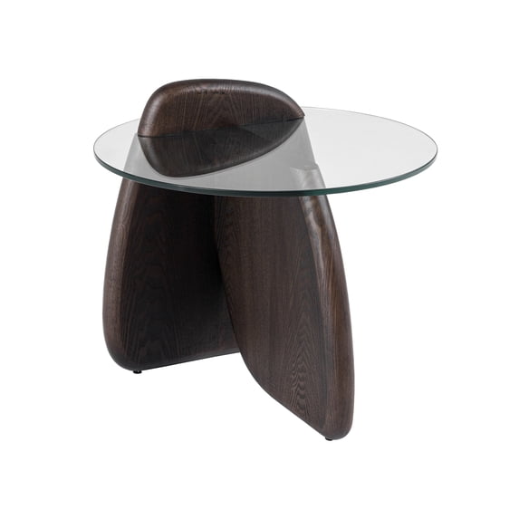 Modrest Buxton - Mid-Century Modern Glass + Dark Walnut End Table