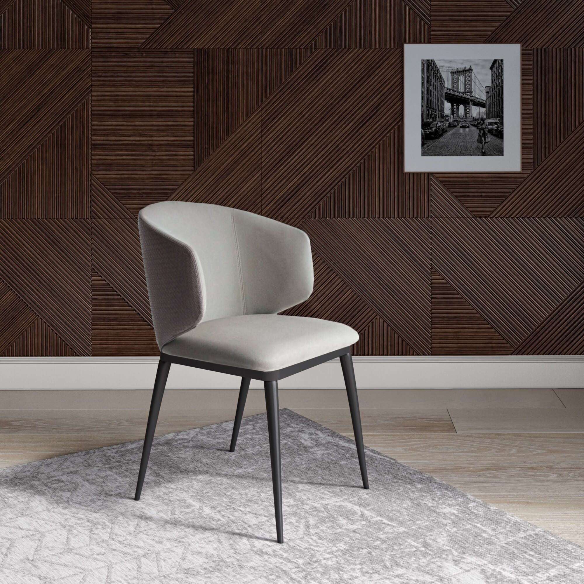 Black Metal 31" Arm Chair with Faux Leather Upholstery