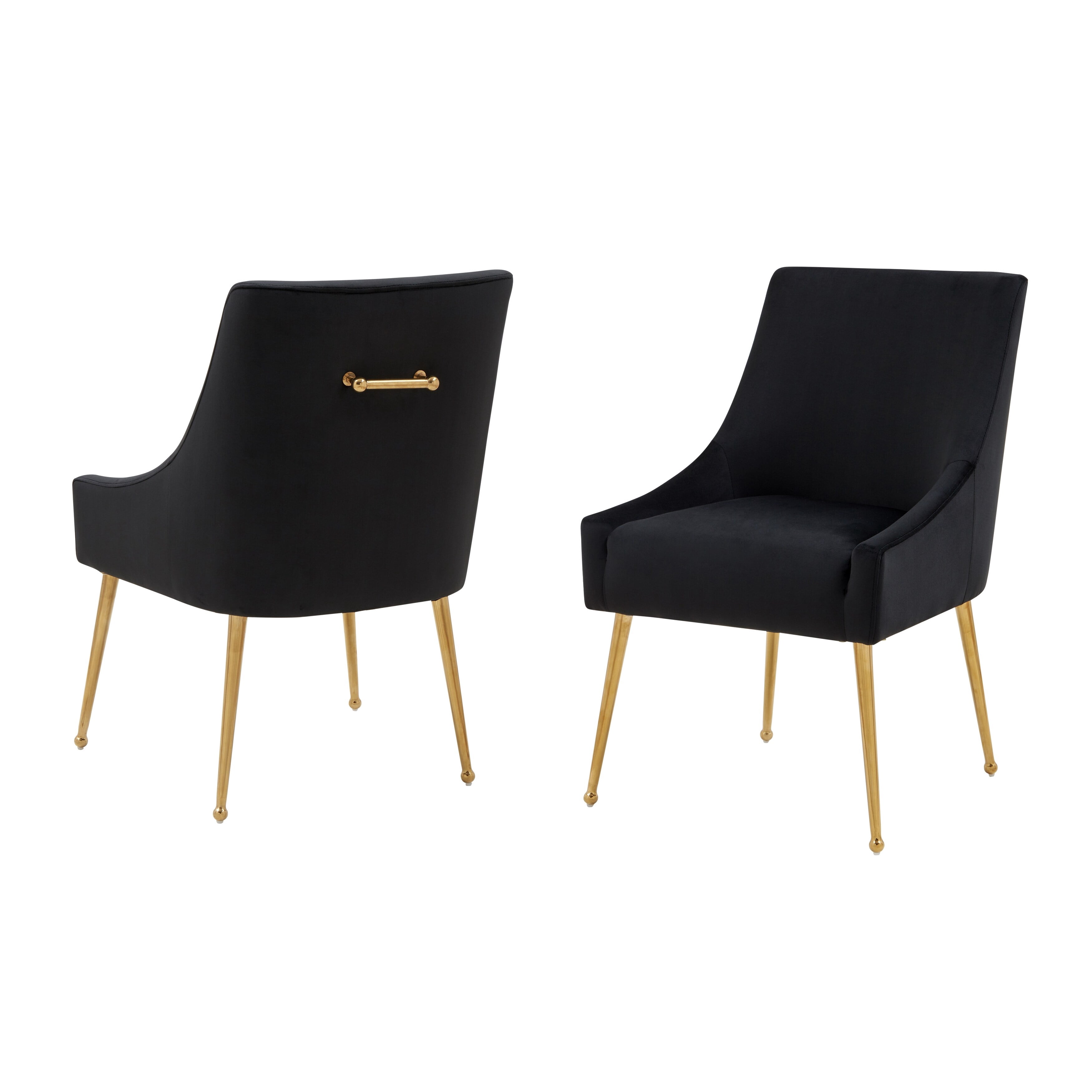Modrest Castana Modern Black Velvet & Gold Dining Chair (Set of 2