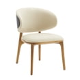 thumbnail image 1 of Modrest Chance Contemporary Cream Fabric and Brown Leatherette Walnut Dining Chair, 1 of 3
