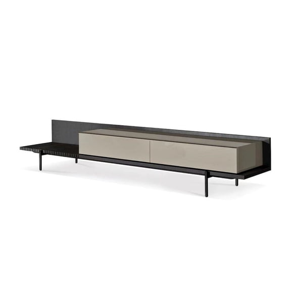 Modrest Colima - Modern Matte Beige + Walnut TV Stand
