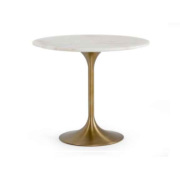 Modrest Collins 35" Marble & Stainless Steel Dining Table in Glam White/Gold