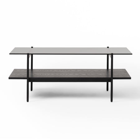 Modrest Conley - Mid-Century Modern Grey Glass + Black Ash Coffee Table