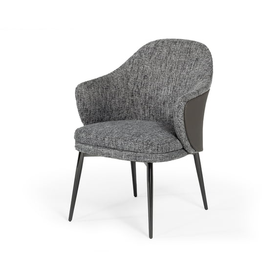 Modrest Cora 18" Modern Fabric & Leather Upholstered Dining Chair in Gray