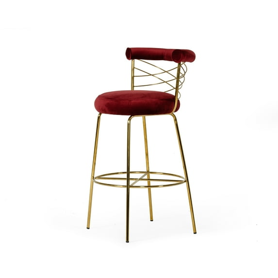 Modrest Dakin Modern Glam Red & Gold Barstool