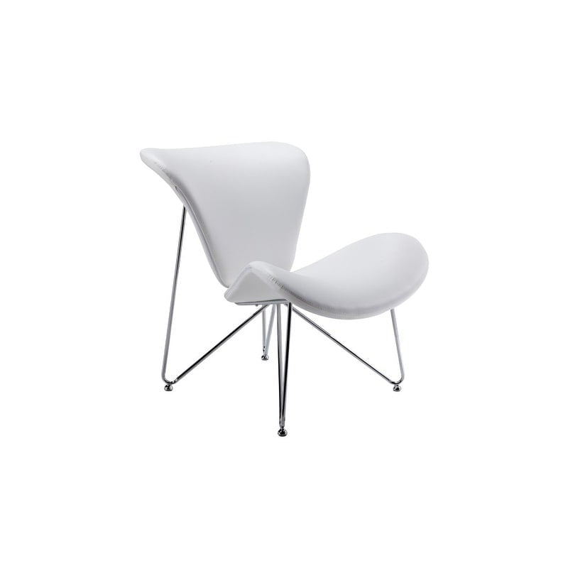 Elegant White Leatherette Accent Chair with Chrome Frame