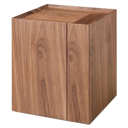 Modrest Delight Square Modern Wood Veneer End Table with Wheels in Walnut