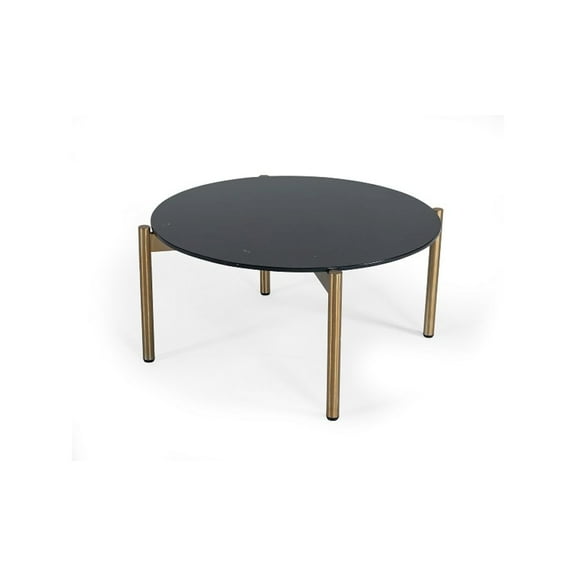 Modrest Denzel Round Contemporary Metal & Marble Coffee Table in Black/Gold