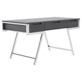 thumbnail image 1 of Modrest Dessart 3-Drawer Modern Veneer & Stainless Steel Desk in Elm Gray, 1 of 5