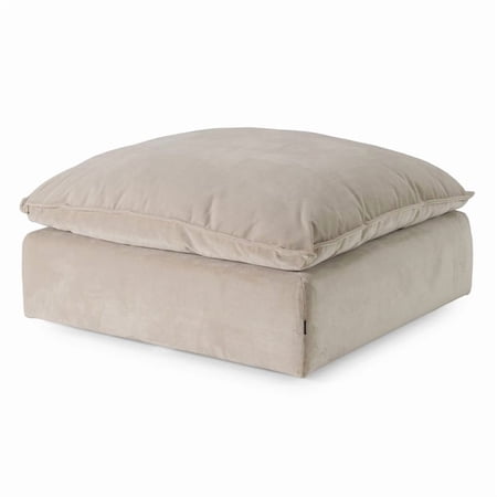Modrest Divani Casa Garman Upholstered Modern Fabric Ottoman in Light Gray