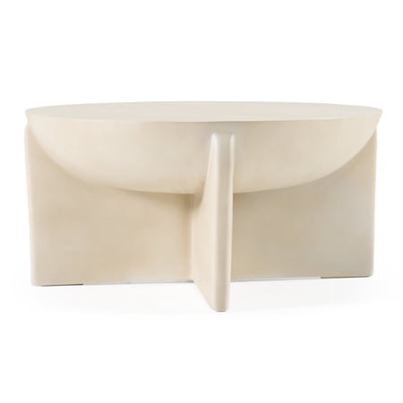 Modrest Elsa - Modern Oyster Concrete Round Coffee Table