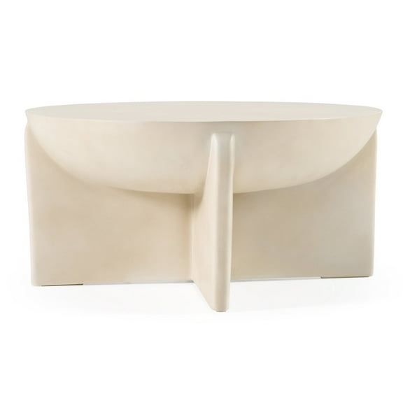 Modrest Elsa - Modern Oyster Concrete Round Coffee Table