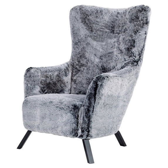 Modrest Findon 16.53" Glam Cast Iron & Faux Fur Fabric Accent Chair in Gray