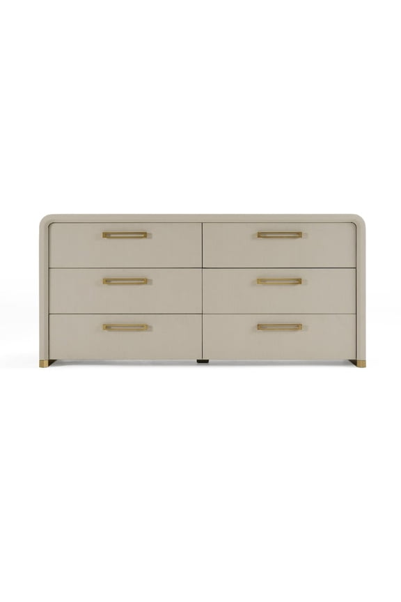 Florence - Modern Beige Shagreen + Gold Dresser