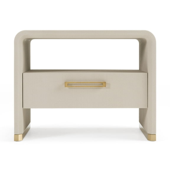 Modrest Florence - Modern Beige Shagreen + Gold Nightstand