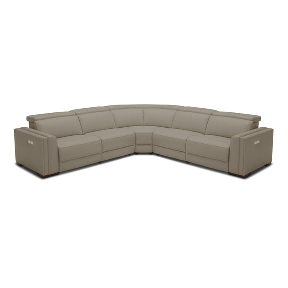 Modrest Frazier - Modern Tan Leather Sectional Sofa with 3 Recliners