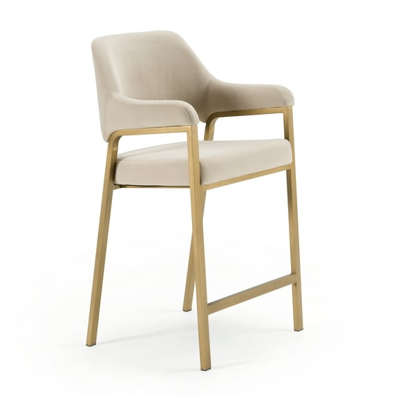 Modrest George - Modern Beige Fabric + Antique Brass Counter Chair