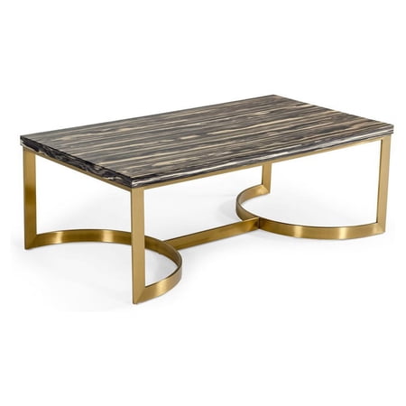 Modrest Greely Faux Marble & Stainless Steel Coffee Table in Black/Gold