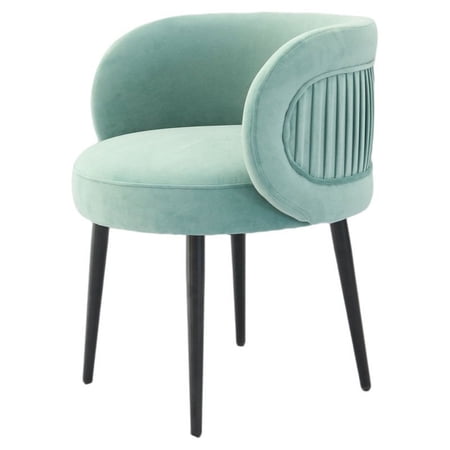 Modrest Hartman Modern Velvet & Metal Upholstered Accent Chair in Teal Blue