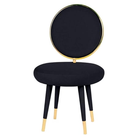 Modrest Haswell Velvet & Metal Upholstered Accent Chair in Black (Set of 2)
