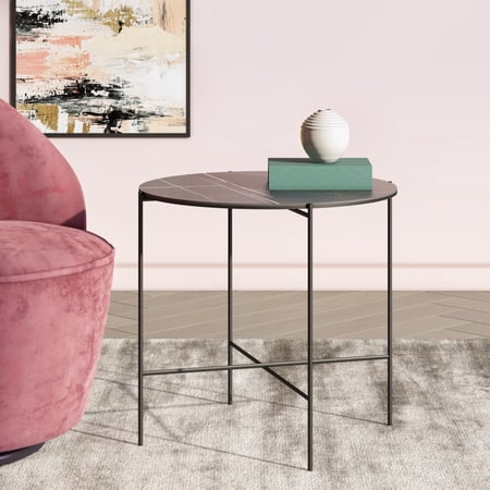 Modrest Hobart Modern Black Ceramic End Table